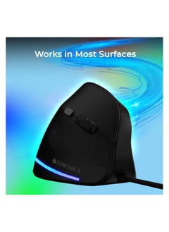 ZEBRONICS Cozy 6 Button Vertical Gaming Mouse with 3200 DPI max, 1.8m Braided Cable, Led Lights, high Resolution Sensor, Rubber Finish, Ergonomic Design and Plug Play Usage  - Image 5