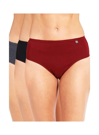 JOCKEY Jockey 1406 Women High Coverage Super Combed Cotton Mid Waist Hipster with Concealed Waistband and StayFresh Treatment Pack of 3