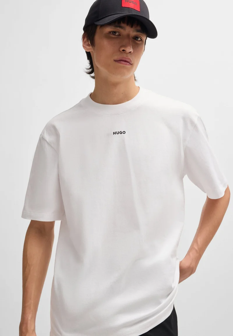 HUGO White Relaxed-fit T-shirt in cotton with logo print for Men | Best Price UAE