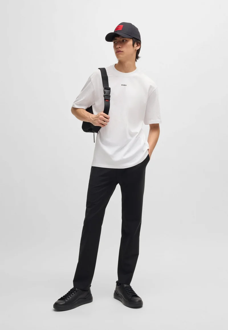 HUGO White Relaxed-fit T-shirt in cotton with logo print for Men | Best Price UAE