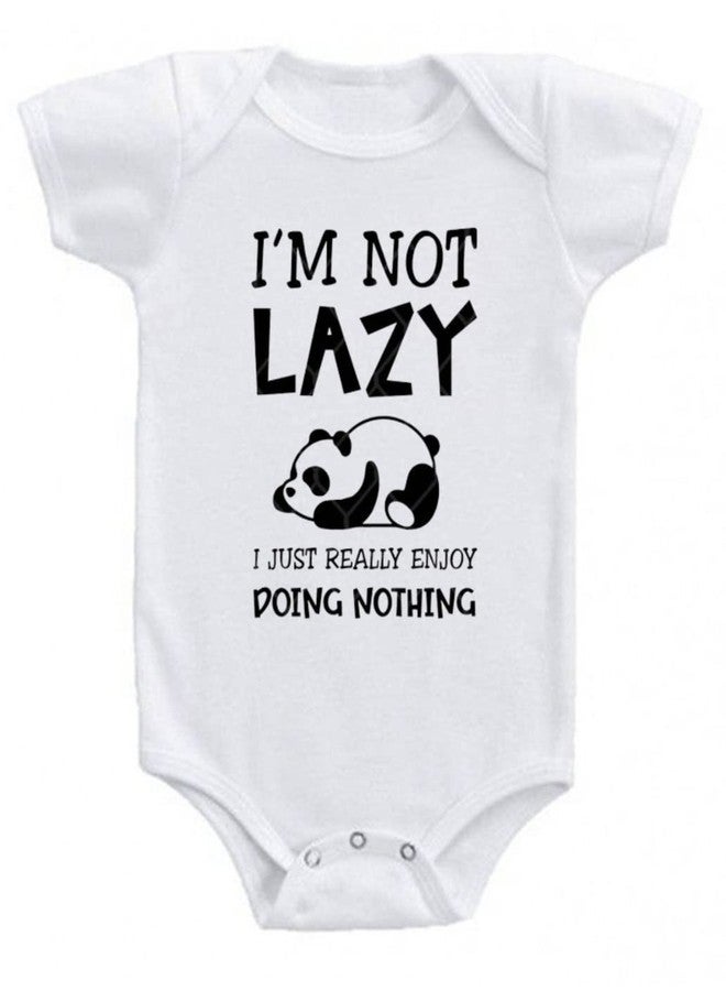 American Apple Printed Romper Dress Baby Sleep Suit For Baby Boys & Baby Girls Printed Birthday Vacation Gift Rompers T-Shirt (0-3 Months, I M Not Lazy) - Image 1