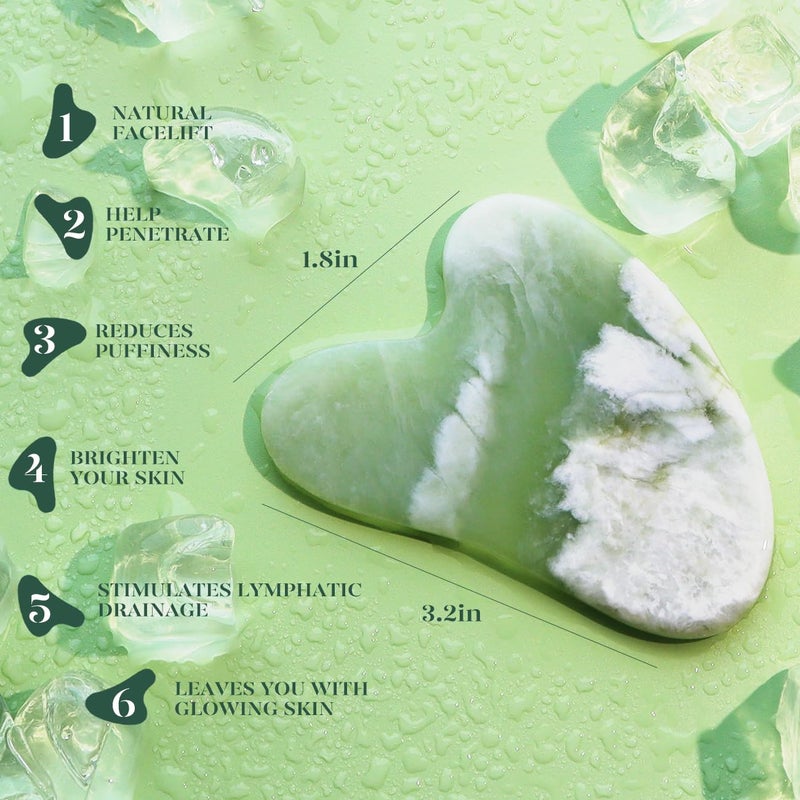 BAIMEI IcyMe Jade Roller & Gua Sha Set Face Roller and Gua Sha Facial Tools for Skin Care Routine and Puffiness, Self Care Gift for Men Women - Light Green - Image 5
