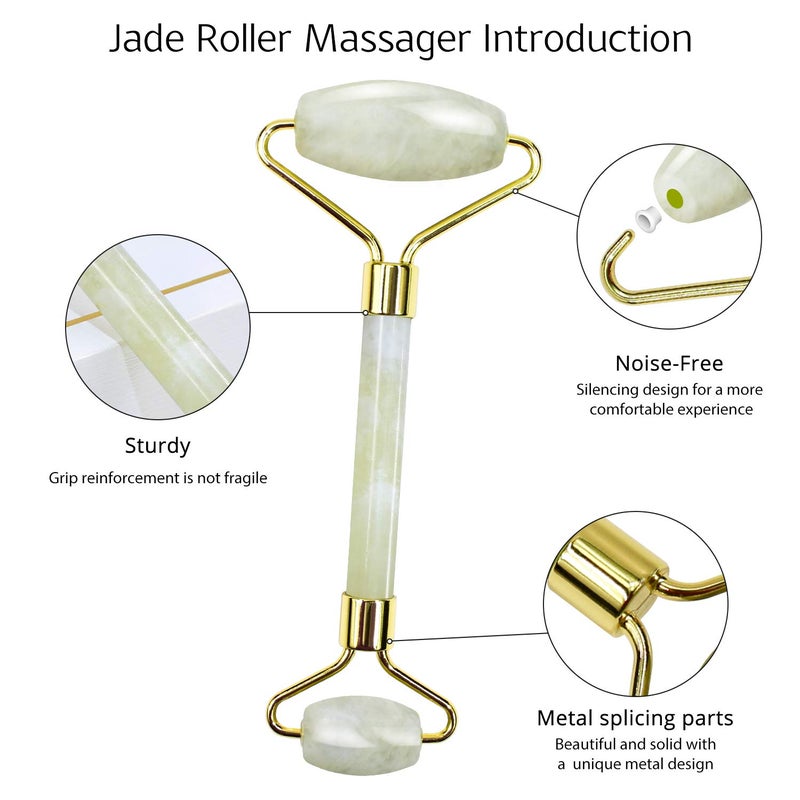 BAIMEI IcyMe Jade Roller & Gua Sha Set Face Roller and Gua Sha Facial Tools for Skin Care Routine and Puffiness, Self Care Gift for Men Women - Light Green - Image 3
