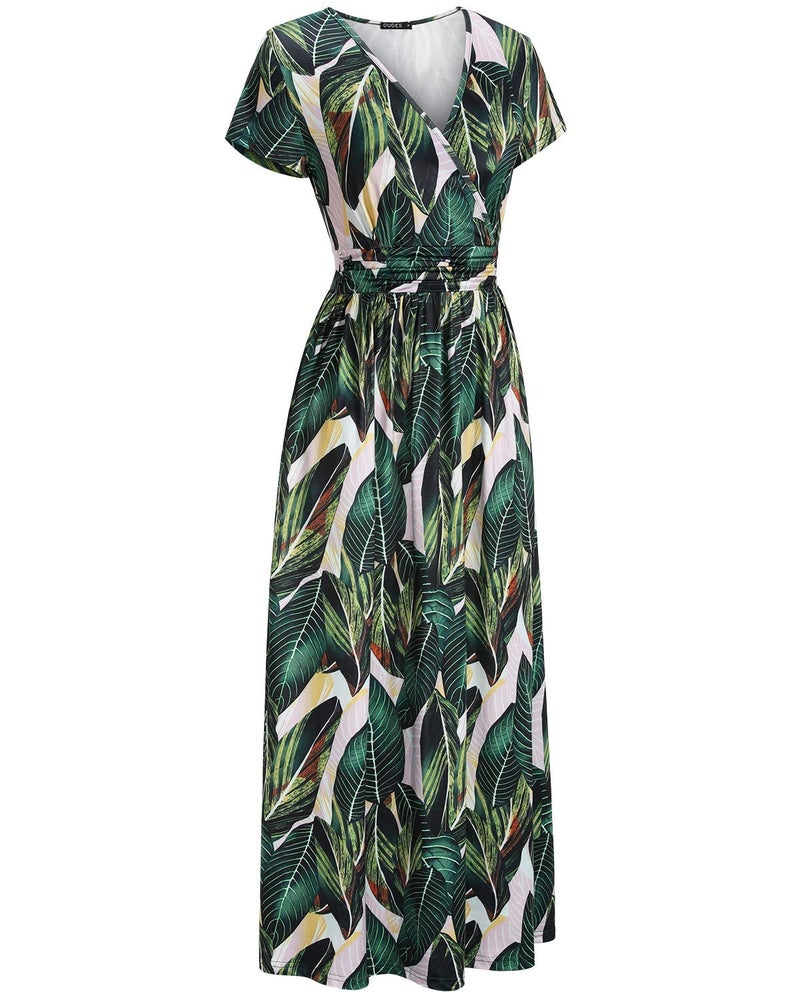OUGES Women's V-Neck Pattern Pocket Maxi Long Dress(Floral-29,M) - Image 4