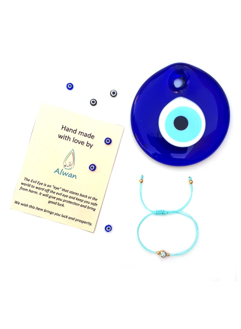 Alwan Hand Knitted Adjustable String Bracelet with an Evil Eye - Image 3