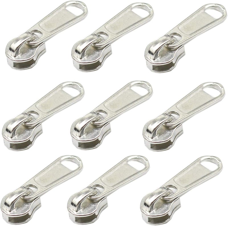 YaHoGa 50PCS Silver Pulls for 5 Nylon Coil Zippers  Zipper Sliders for Luggages Purses  Bags - Image 1