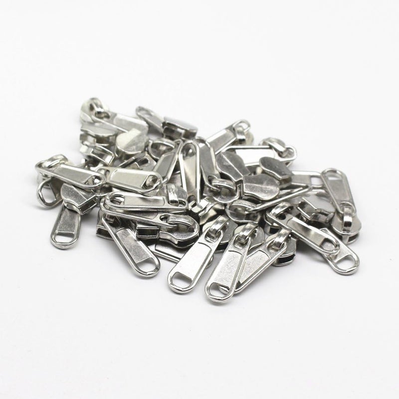 YaHoGa 50PCS Silver Pulls for 5 Nylon Coil Zippers  Zipper Sliders for Luggages Purses  Bags - Image 3