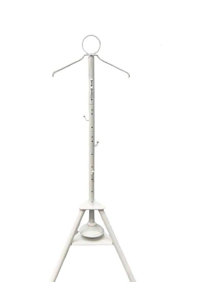 Generic Vertical clothes stand  with 4 cloth hooks  and stand for steaming clothes, White color, 180cm  - Image 1