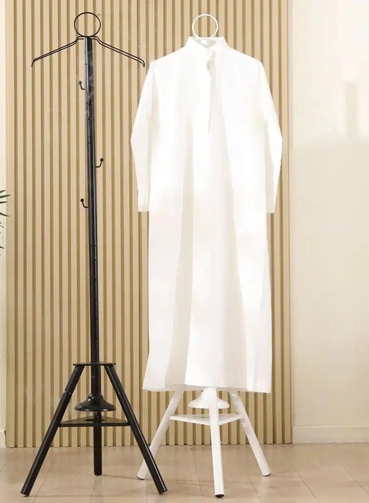 Generic Vertical clothes stand  with 4 cloth hooks  and stand for steaming clothes, White color, 180cm  - Image 3