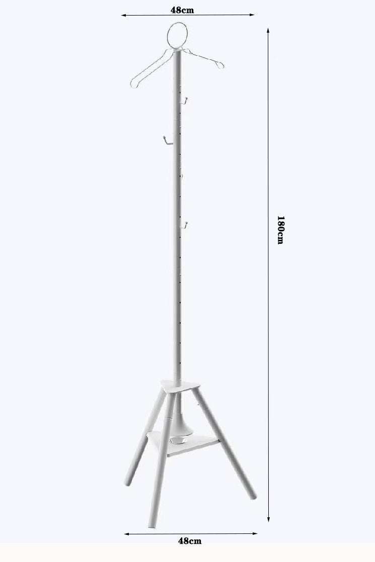 Generic Vertical clothes stand  with 4 cloth hooks  and stand for steaming clothes, White color, 180cm  - Image 4