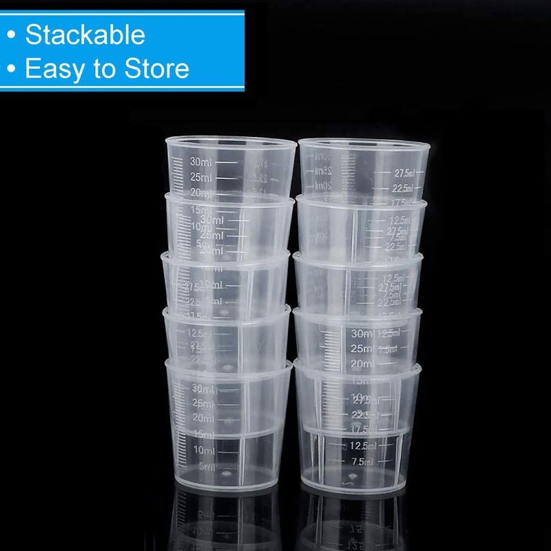 KeCool 30ml Plastic Liquid Measuring Cups - Mini Clear Kitchen Medicine Cups Transparent Labs Graduated Beakers Baking Cooking Home Lab Measure Tool (10 Packs,1oz,Transparent) - Image 4
