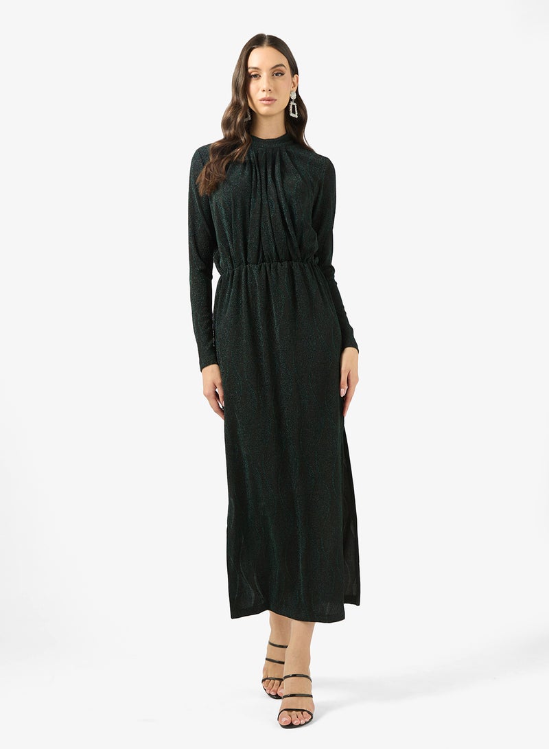 YAS Elastic waist Long Sleeve High Neck Maxi Dress - Image 1