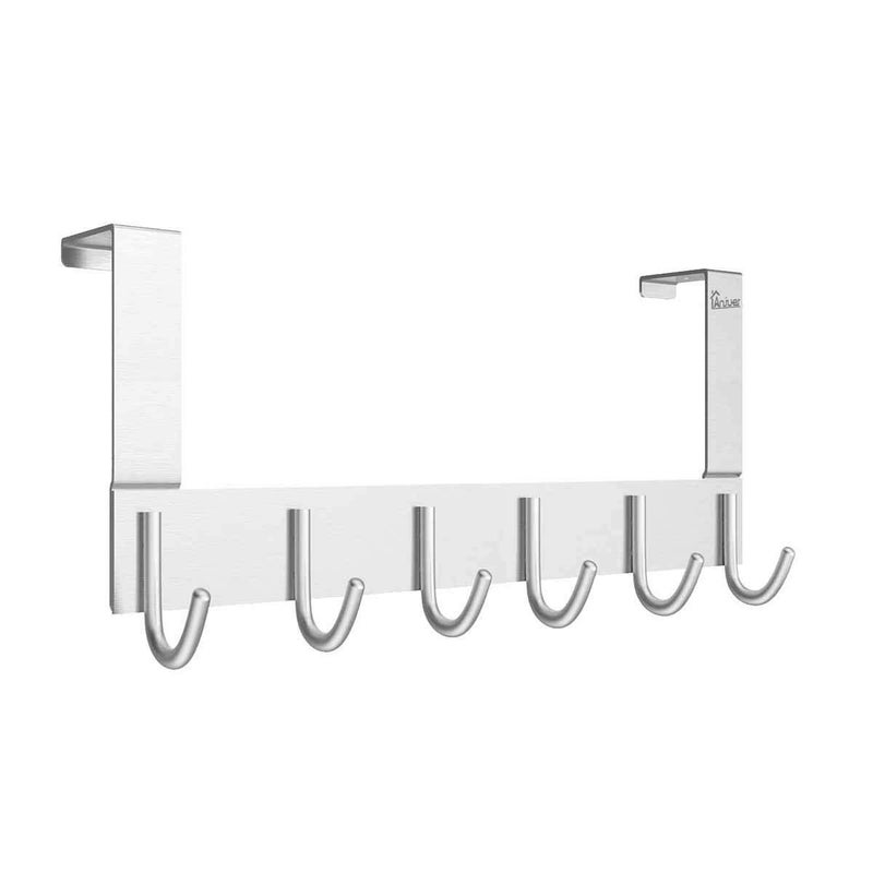 Anjuer Over The Door Towel Rack Hook Holders Organizer Metal Coat Hanger 6 Hooks Over Door Hanger - Image 2