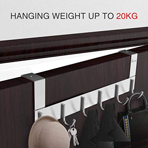 Anjuer Over The Door Towel Rack Hook Holders Organizer Metal Coat Hanger 6 Hooks Over Door Hanger - Image 3