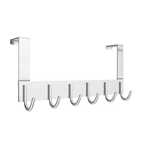 Anjuer Over The Door Towel Rack Hook Holders Organizer Metal Coat Hanger 6 Hooks Over Door Hanger - Image 1