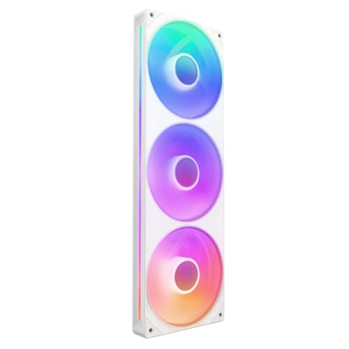 NZXT F360 RGB Core 360mm SingleFrame Fan Unit with 3 x 120mm RGB Fans Speed Lighting Control High Static Pressure Airflow Fluid Dynamic Bearings 8 aRGB LEDs Per Fan White - Image 1