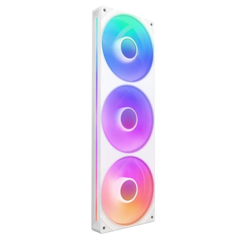 NZXT F360 RGB Core 360mm SingleFrame Fan Unit with 3 x 120mm RGB Fans Speed Lighting Control High Static Pressure Airflow Fluid Dynamic Bearings 8 aRGB LEDs Per Fan White - Image 2