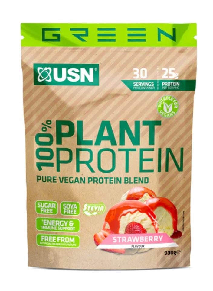 USN - USN 100 Percent Plant Protein Pure Vegan Protein Blend Strawberry - Image 1
