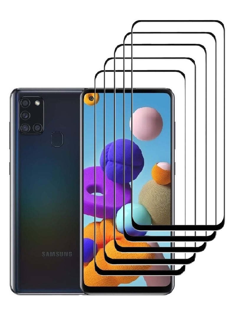 AINA 5 Pieces Tempered Glass Screen Protector 5D Designed For Samsung Galaxy A21s Full Glue Edge to Edge Full Screen Coverage And Bubble Free - Image 1