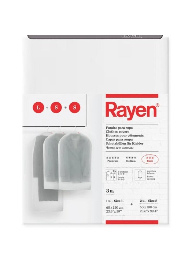 ريان غطاء خزانة راين 2029.11 | مجموعة من 3 أكياس لتخزين وحماية الملابس من الغبار | المقاسات: 60 × 150 سم و60 × 100 سم | شبه شفاف وشفاف - Image 1