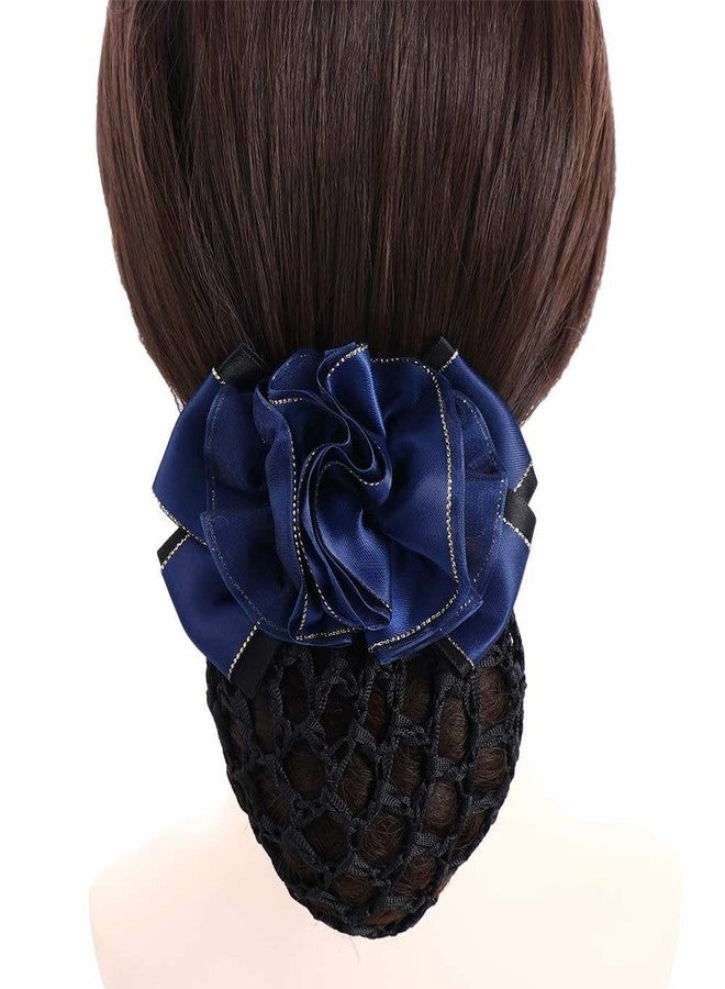 Kopida 3 Pieces Hair Bun Net Cover, Knit Hairnet Flower Decor Barrette Hair Clip for Women Girl Ponytail Clip - Image 4
