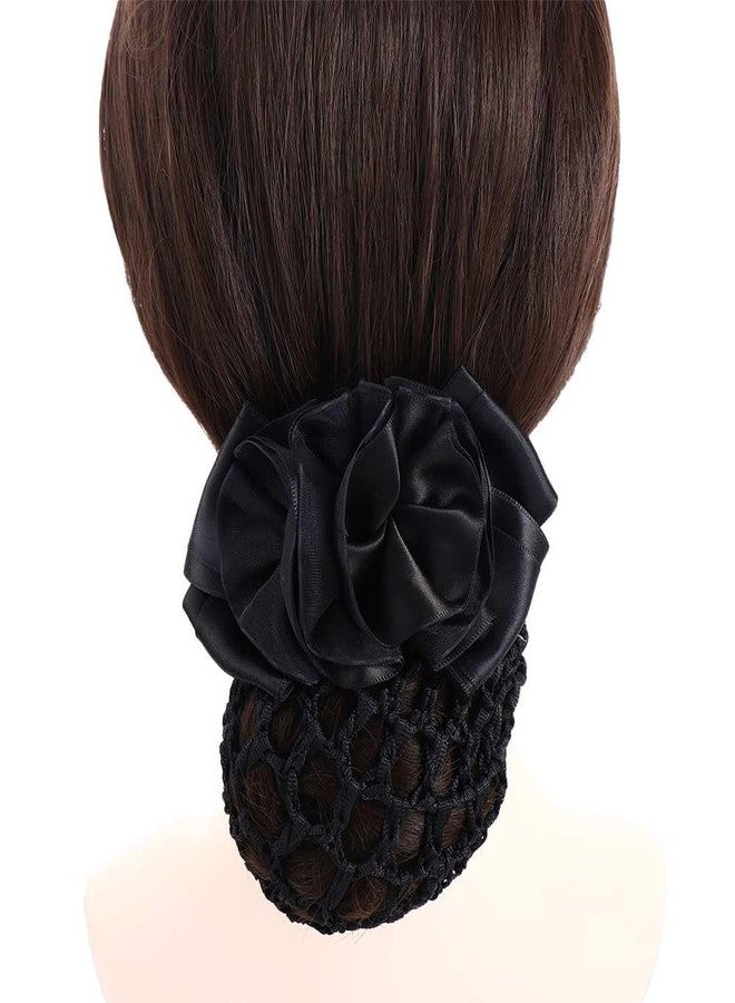 Kopida 3 Pieces Hair Bun Net Cover, Knit Hairnet Flower Decor Barrette Hair Clip for Women Girl Ponytail Clip - Image 5