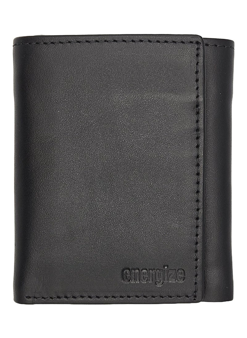 Energize - Tri-Fold Genuine Leather Wallet for Men, Premium Leather Tri-Fold Genuine Leather Wallet for Men, Premium Leather Material with Versatile Compartment, Ideal for Traveling & Daily Use, Perfect Gift for Any Occasion- Black - Image 1