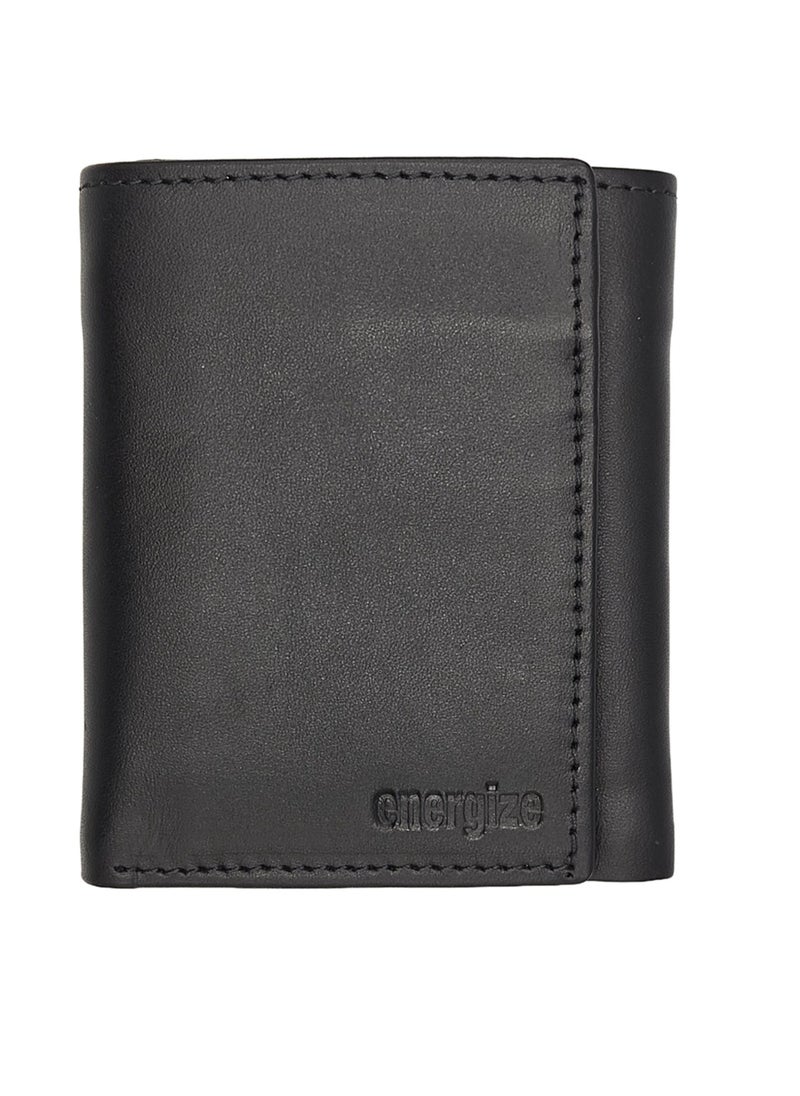 Energize - Tri-Fold Genuine Leather Wallet for Men, Premium Leather Tri-Fold Genuine Leather Wallet for Men, Premium Leather Material with Versatile Compartment, Ideal for Traveling & Daily Use, Perfect Gift for Any Occasion- Black - Image 1