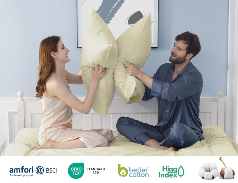 HOMTEC Cotton Pillow Cases Standard Size  20 by 30 inches Queen Pillowcases  Cream Pillow Cases Set of 2  Pillow Cases Queen Cotton Percale Weave Pre-Shrunk Breathable and Hypoallergenic - Image 5