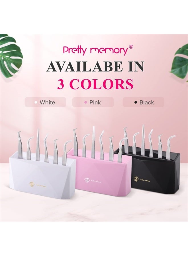 Pretty memory Lash Tweezer Holder 6 Holes Tweezer Holder for Eyelash Extensions Tweezer Stand Display Storage Eyelashes Extension Supplies Lash Accessories Tools, Pink - Image 2