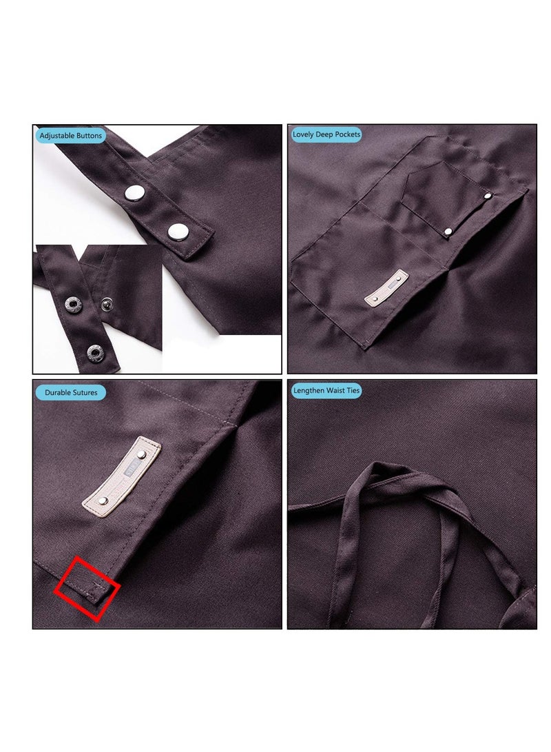 SOLARAE مئزر للرجال والنساء، مآزر قابلة للتعديل ومقاومة للماء، مع جيوب لمآزر الطهي في المطبخ، مئزر مطبخ احترافي، للمطبخ، الطهي، البستنة، الرسم، الخبز في المطعم - Image 4