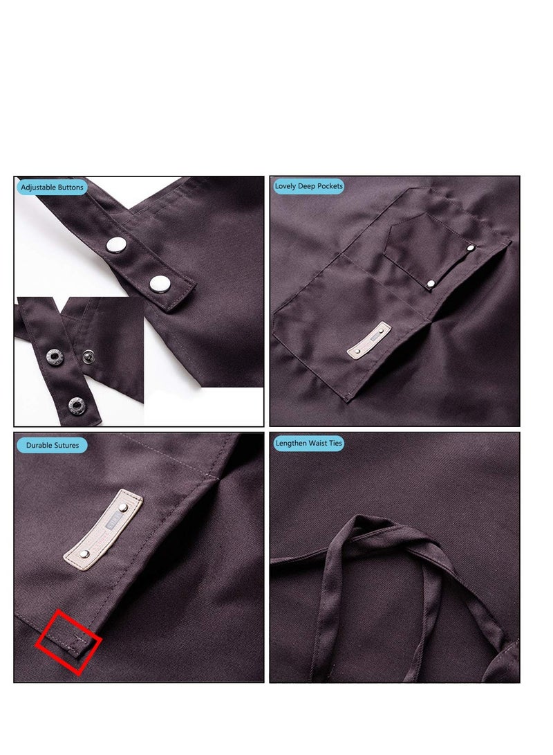 SOLARAE مئزر للرجال والنساء، مآزر قابلة للتعديل ومقاومة للماء، مع جيوب لمآزر الطهي في المطبخ، مئزر مطبخ احترافي، للمطبخ، الطهي، البستنة، الرسم، الخبز في المطعم - Image 5