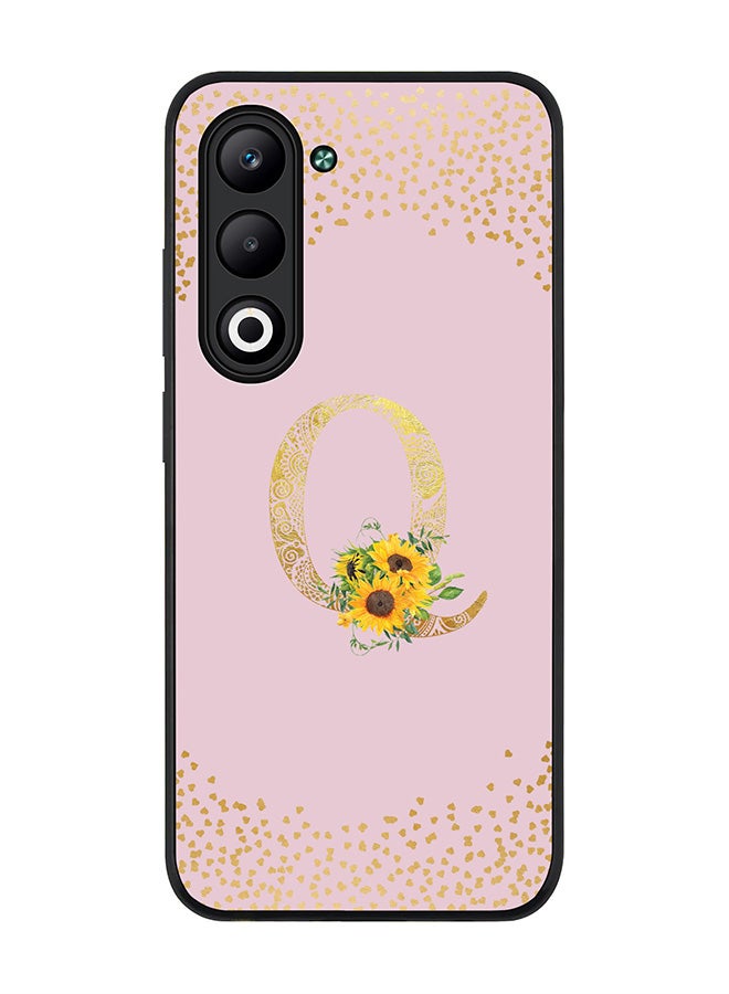Stylizedd For Oppo A5 5G / A5 4G Case,Slim fit Camera Protection, Shockproof Thin Phone cover  - Custom Floral Monogram - Q  (Pink )