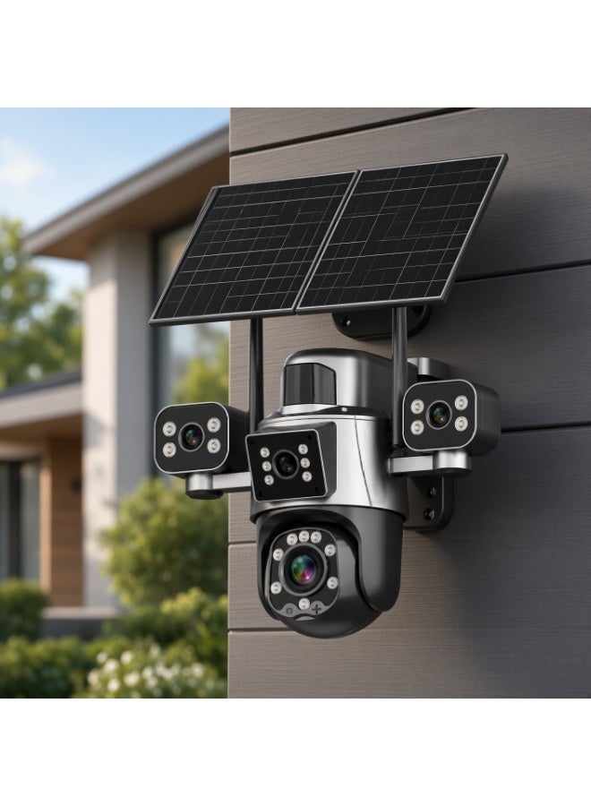 ELTRAZONE 4-Lens AI Solar Security Camera 8K PTZ 360° Outdoor IP Camera, 12X Optical Zoom, Dual SIM 4G, AI Motion Detection, Color Night Vision, Two-Way Audio, Solar Powered Security Camera - Image 1