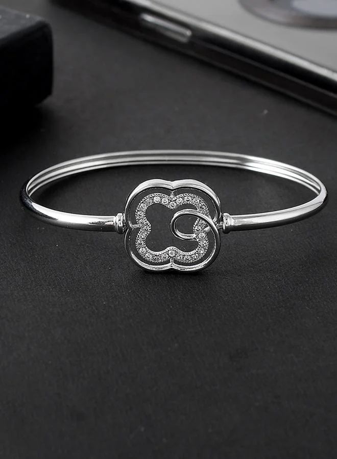 VOYLLA CZ Elegance Floral Motif White Zircons Bracelet