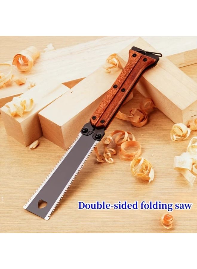 New Folding Butterfly Double Sided Saw 31cm Metal Blade Wood Handle For Home Garden - Image 2