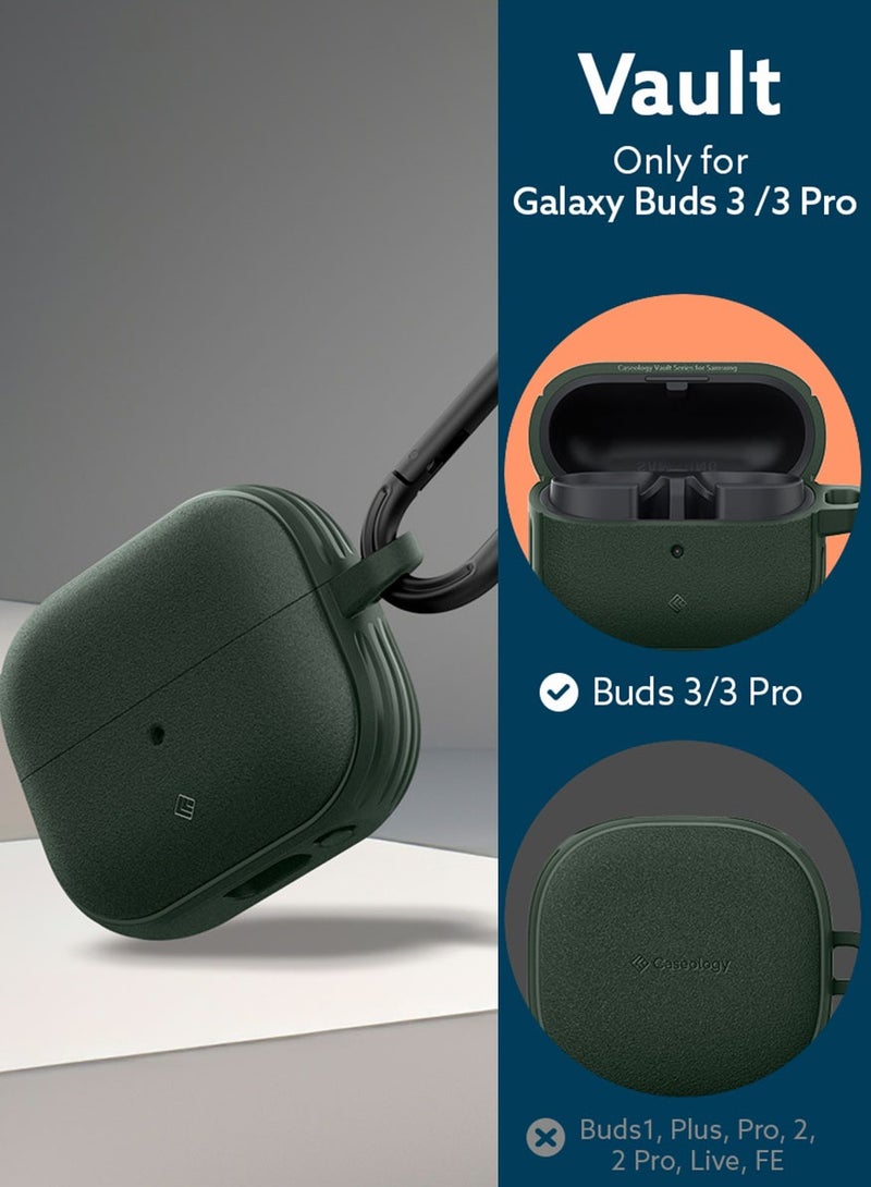 Caseology حافظة فولت لسماعات سامسونج جالكسي بودز 3 برو وحافظة بودز3 مع كارابينر - أخضر منتصف الليل - Image 2