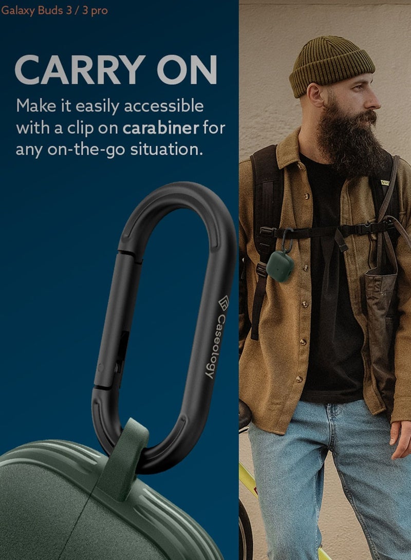 Caseology حافظة فولت لسماعات سامسونج جالكسي بودز 3 برو وحافظة بودز3 مع كارابينر - أخضر منتصف الليل - Image 4