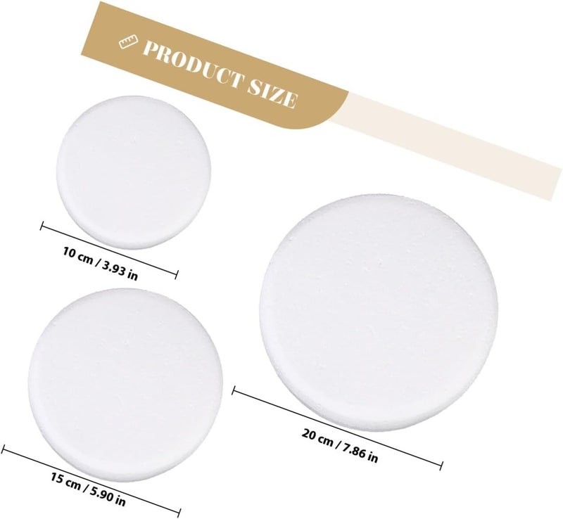 FUOYLOO 3pcs Round Foam Cake Models Height Baking Tools for Decorating Practice DIY Wedding Shower Display Smooth Surface Reusable Cake Dummies - Image 2