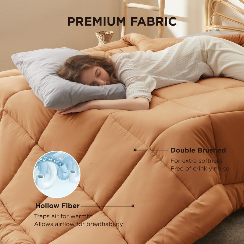 Bedsure Comforter Duvet Insert - Quilted Comforters Queen Size, All Season Duvet, GentleSoft Down Alternative Bedding, with 8 Tabs, Gifts for Women/Men, Burnt Orange, Queen 88 x 88 Inches - Image 3