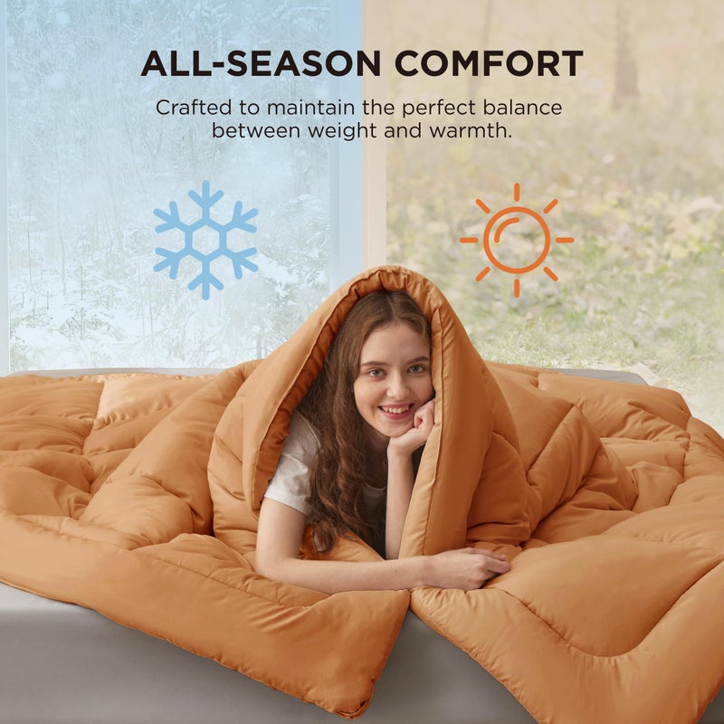 Bedsure Comforter Duvet Insert - Quilted Comforters Queen Size, All Season Duvet, GentleSoft Down Alternative Bedding, with 8 Tabs, Gifts for Women/Men, Burnt Orange, Queen 88 x 88 Inches - Image 4