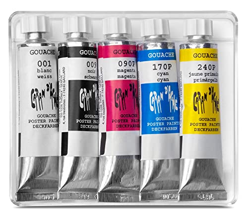 Caran D'ache Gouache 3 Primary Colors Plus Black & White, 10 ml (2003.305) - Image 4