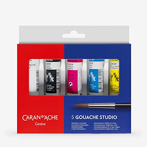 Caran D'ache Gouache 3 Primary Colors Plus Black & White, 10 ml (2003.305) - Image 2