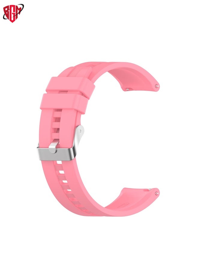 BGM Watch Band Strap For Amazfit GTS 2e / GTS 2 20mm Silicone Watch Band with Silver Buckle(Pink)  - Image 1
