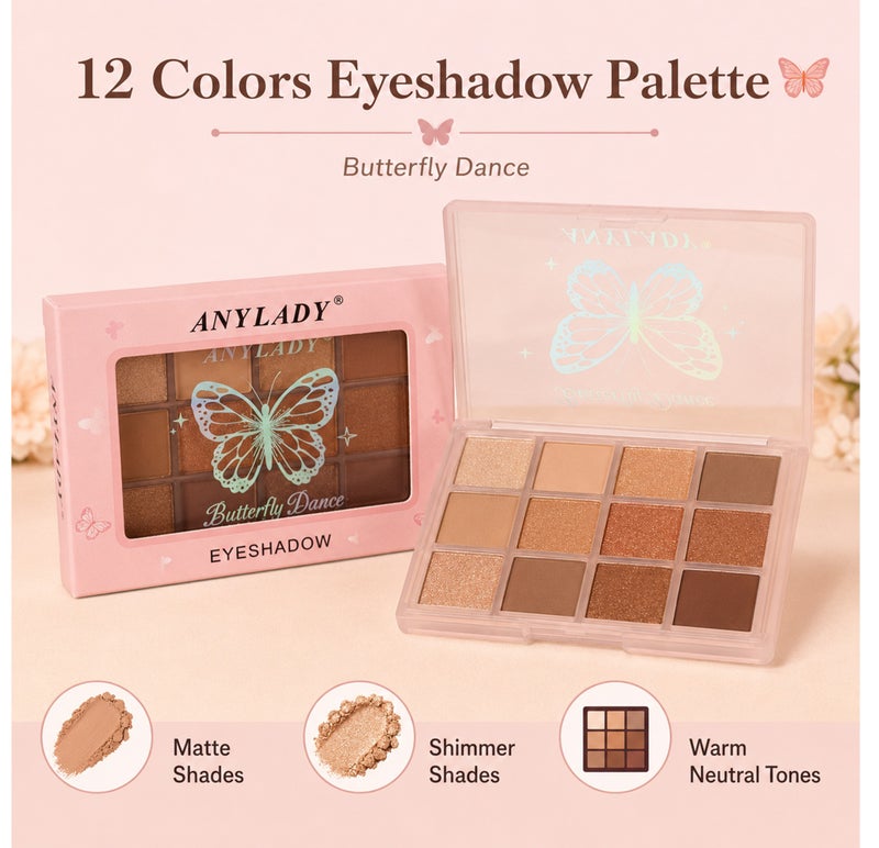 Me Now 12 Colors Nude Eyeshadow Palette Matte Shimmer Brown Eye Shadow  Kit 01 - Image 2