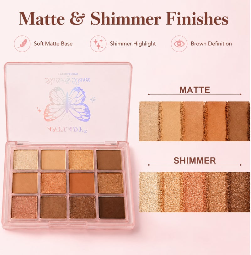 Me Now 12 Colors Nude Eyeshadow Palette Matte Shimmer Brown Eye Shadow  Kit 01 - Image 4