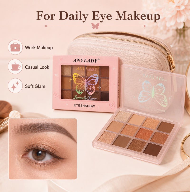 Me Now 12 Colors Nude Eyeshadow Palette Matte Shimmer Brown Eye Shadow  Kit 01 - Image 5