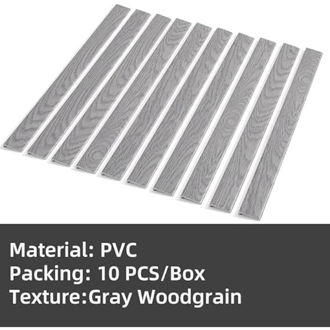 10 PCS PEEL AND STICK TILE TRIM EDGE, SELF-ADHESIVE 12" PVC MOLDING EDGING FOR KITCHEN BACKSPLASH (GRAY WOODGRAIN) - Image 3