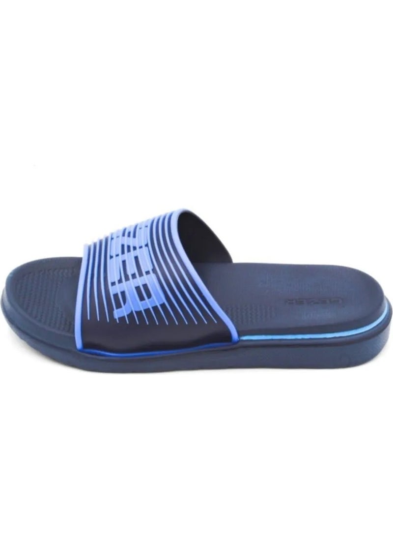 Gezer - Men's Comfortable Sole Luxury Bathroom Balcony Pool Beach Slippers Navy Blue - Image 1