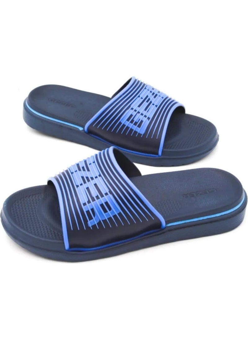Gezer - Men's Comfortable Sole Luxury Bathroom Balcony Pool Beach Slippers Navy Blue - Image 1